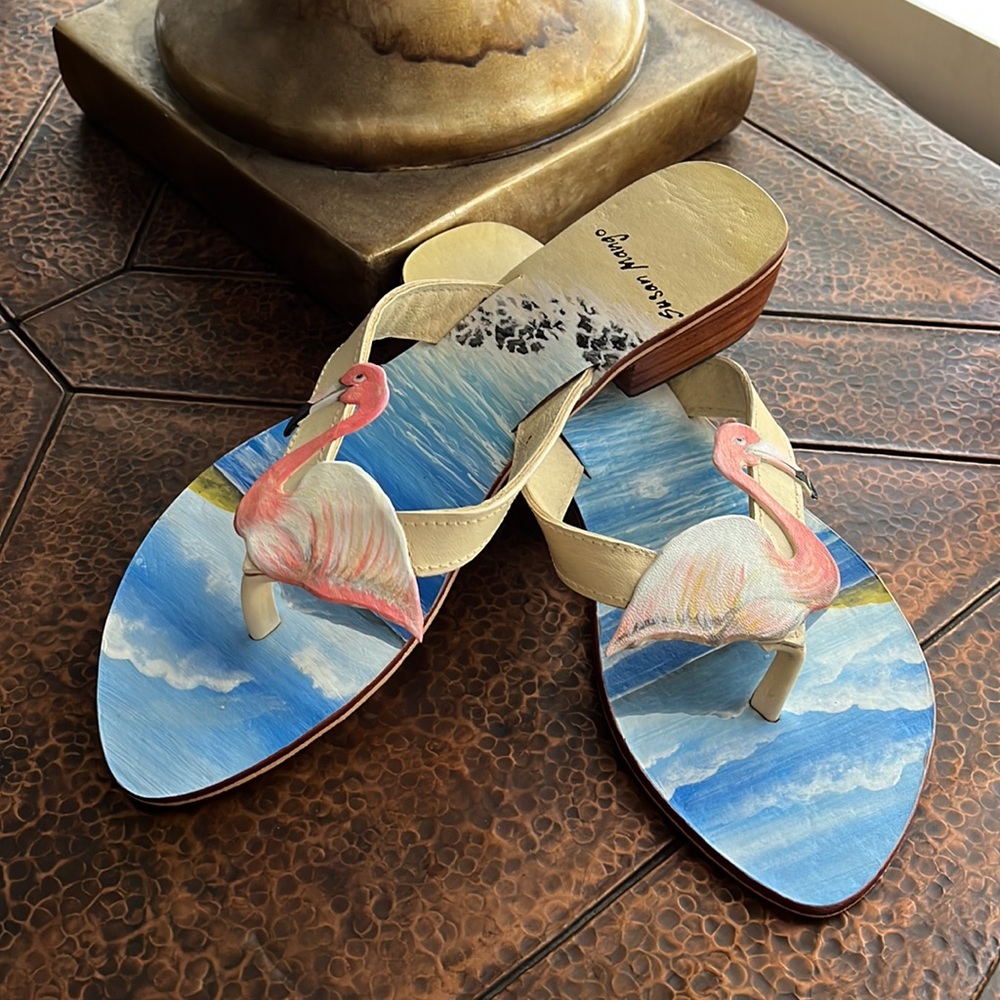SUSAN MANGO FLAMINGO SANDALS SZ L